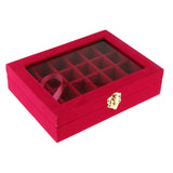 Maxbell Velvet Case Earring Necklace Organizer Display Jewelry Storage Box Rose Red