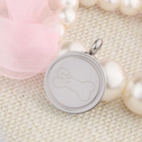 Maxbell Stainless Steel Bone Paw Print Round Cremation Keepsake Urn Pendant Silver