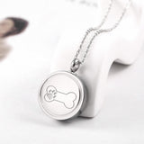 Maxbell Stainless Steel Bone Paw Print Round Cremation Keepsake Urn Pendant Silver
