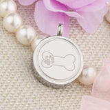 Maxbell Stainless Steel Bone Paw Print Round Cremation Keepsake Urn Pendant Silver