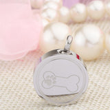 Maxbell Stainless Steel Bone Paw Print Round Cremation Keepsake Urn Pendant Silver