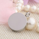Maxbell Stainless Steel Bone Paw Print Round Cremation Keepsake Urn Pendant Silver