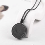 Maxbell Stainless Steel Bone Paw Print Round Cremation Keepsake Urn Pendant Black