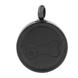Maxbell Stainless Steel Bone Paw Print Round Cremation Keepsake Urn Pendant Black