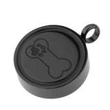 Maxbell Stainless Steel Bone Paw Print Round Cremation Keepsake Urn Pendant Black