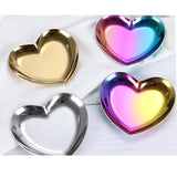 Maxbell Metal Heart-Shaped Jewelry Holder Storage Trays Dish Plate Platter Silver