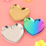 Maxbell Metal Heart-Shaped Jewelry Holder Storage Trays Dish Plate Platter Silver