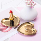 Maxbell Metal Heart-Shaped Jewelry Holder Storage Trays Dish Plate Platter Golden