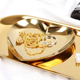 Maxbell Metal Heart-Shaped Jewelry Holder Storage Trays Dish Plate Platter Golden