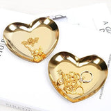 Maxbell Metal Heart-Shaped Jewelry Holder Storage Trays Dish Plate Platter Golden