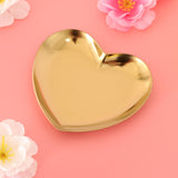 Maxbell Metal Heart-Shaped Jewelry Holder Storage Trays Dish Plate Platter Golden