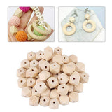 Maxbell 20 Pieces Unpainted Natural Geometric Faceted Unfinished Wooden Beads  10mm