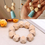 Maxbell 20 Pieces Unpainted Natural Geometric Faceted Unfinished Wooden Beads  10mm