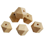 Maxbell 20 Pieces Unpainted Natural Geometric Faceted Unfinished Wooden Beads  10mm