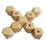 Maxbell 20 Pieces Unpainted Natural Geometric Faceted Unfinished Wooden Beads  10mm