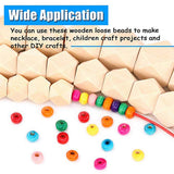 Maxbell 20 Pieces Unpainted Natural Geometric Faceted Unfinished Wooden Beads  10mm