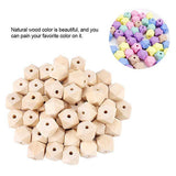 Maxbell 20 Pieces Unpainted Natural Geometric Faceted Unfinished Wooden Beads  10mm