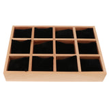 Maxbell 12 Slots Solid Wood Box for Earrings Necklace Display Organizer Black Pillow