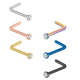 Maxbell 6 Pieces Stainless Steel L Shaped  Nose Studs Pins Piercing Jewelry 1.5mm