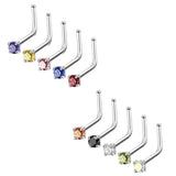Maxbell 10pcs Rhinestone Stainless Steel Curved Nose Studs Rings 18 Gauge 3mm