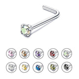 Maxbell 10pcs Rhinestone Stainless Steel Curved Nose Studs Rings 18 Gauge 3mm