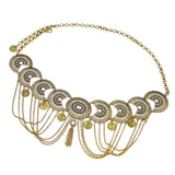 Maxbell Vintage Bohemian Rhinestone Coin Tassel Wedding Gypsy Waist Belt Golden