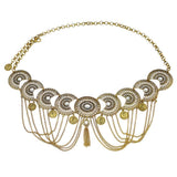 Maxbell Vintage Bohemian Rhinestone Coin Tassel Wedding Gypsy Waist Belt Golden
