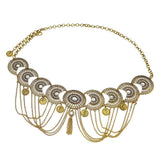 Maxbell Vintage Bohemian Rhinestone Coin Tassel Wedding Gypsy Waist Belt Golden