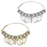 Maxbell Vintage Bohemian Rhinestone Coin Tassel Wedding Gypsy Waist Belt Golden