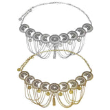 Maxbell Vintage Bohemian Rhinestone Coin Tassel Wedding Gypsy Waist Belt Golden