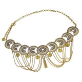Maxbell Vintage Bohemian Rhinestone Coin Tassel Wedding Gypsy Waist Belt Golden