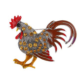 Maxbell Cute Rhinestone Cock Rooster Animal Brooch Pins Christmas Kids Gift Coffee