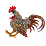 Maxbell Cute Rhinestone Cock Rooster Animal Brooch Pins Christmas Kids Gift Coffee