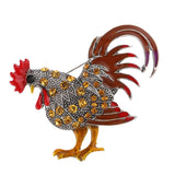 Maxbell Cute Rhinestone Cock Rooster Animal Brooch Pins Christmas Kids Gift Coffee