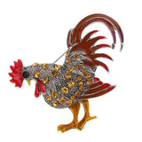 Maxbell Cute Rhinestone Cock Rooster Animal Brooch Pins Christmas Kids Gift Coffee