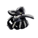 Women Crystal Butterfly Hair Claw Grip Clips Pin Clamps Clasp Makeup Tools Black