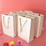 Maxbell 5 Pieces Paper Bags Jewelry Shopping Gift Wedding Handles Bags White