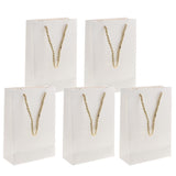 Maxbell 5 Pieces Paper Bags Jewelry Shopping Gift Wedding Handles Bags White