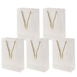 Maxbell 5 Pieces Paper Bags Jewelry Shopping Gift Wedding Handles Bags White