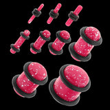 Maxbell 18 Pieces Saddle Ear Plug Stretcher Expander Tunnels with O-Rings Pink
