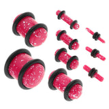 Maxbell 18 Pieces Saddle Ear Plug Stretcher Expander Tunnels with O-Rings Pink