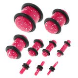 Maxbell 18 Pieces Saddle Ear Plug Stretcher Expander Tunnels with O-Rings Pink