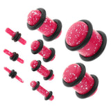 Maxbell 18 Pieces Saddle Ear Plug Stretcher Expander Tunnels with O-Rings Pink