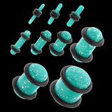 Maxbell 18 Pieces Saddle Ear Plug Stretcher Expander Tunnels with O-Rings Light Blue