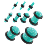 Maxbell 18 Pieces Saddle Ear Plug Stretcher Expander Tunnels with O-Rings Light Blue