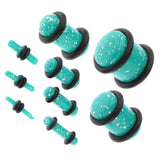 Maxbell 18 Pieces Saddle Ear Plug Stretcher Expander Tunnels with O-Rings Light Blue