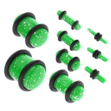 Maxbell 18 Pieces Saddle Ear Plug Stretcher Expander Tunnels with O-Rings Green