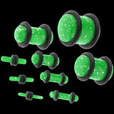 Maxbell 18 Pieces Saddle Ear Plug Stretcher Expander Tunnels with O-Rings Green