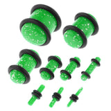 Maxbell 18 Pieces Saddle Ear Plug Stretcher Expander Tunnels with O-Rings Green