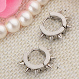 Maxbell Men Women Jewelry Stainless Steel Hoop Spike Punk Earring Steel Color